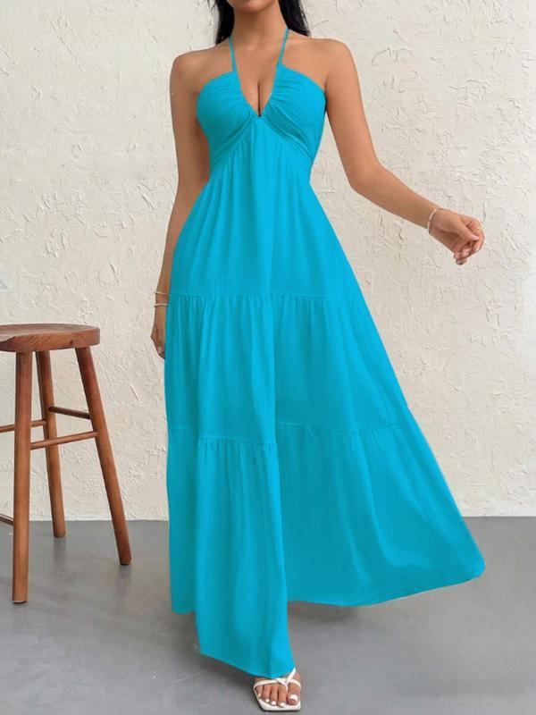 Luna Breeze Maxi Halter Dress | Flowy Tiered Summer Dress