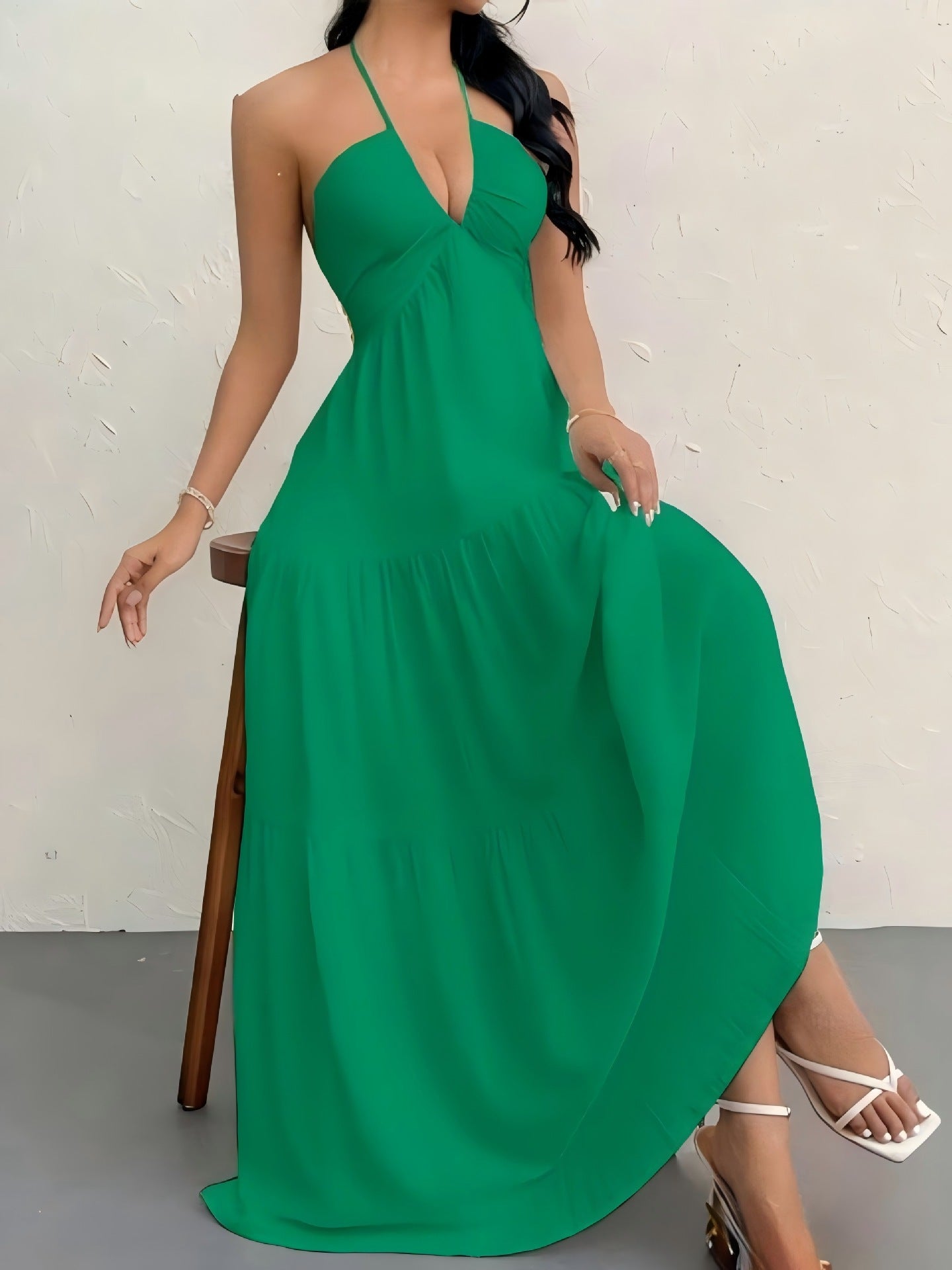 Luna Breeze Maxi Halter Dress | Flowy Tiered Summer Dress