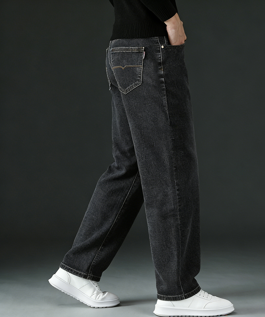 Casual Loose Fit Cotton Stretch Jeans