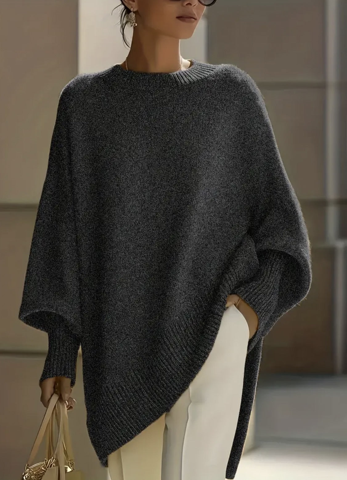 Sophisticated Wool Blend Sweater - Versatile & Comfortable