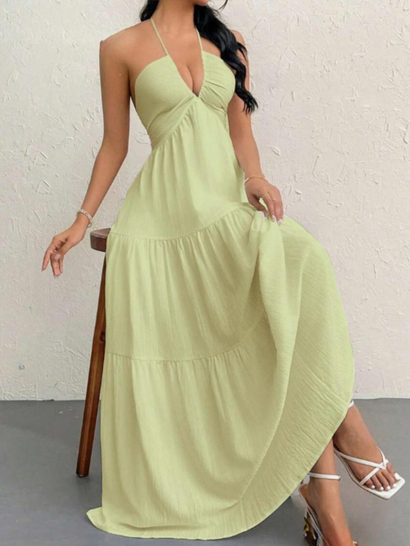 Luna Breeze Maxi Halter Dress | Flowy Tiered Summer Dress