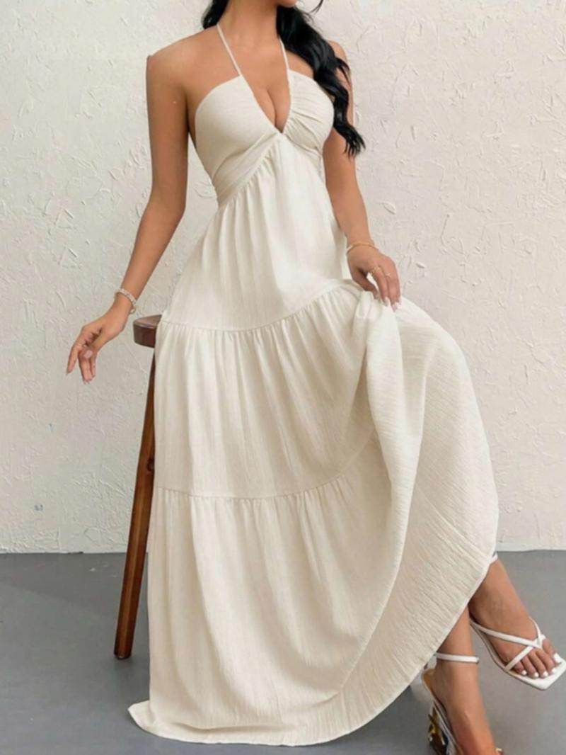 Luna Breeze Maxi Halter Dress | Flowy Tiered Summer Dress