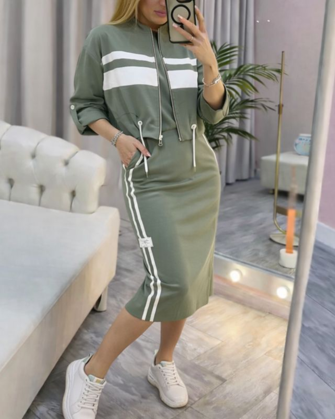 ❄️LAST DAY PROMOTION - 49%OFF 💖 Women's Stand Collar Jacket & Dress Set