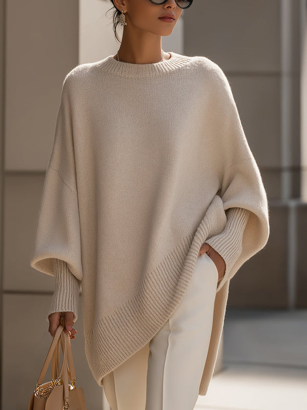 Cozy Neutral Knit Poncho Sweater