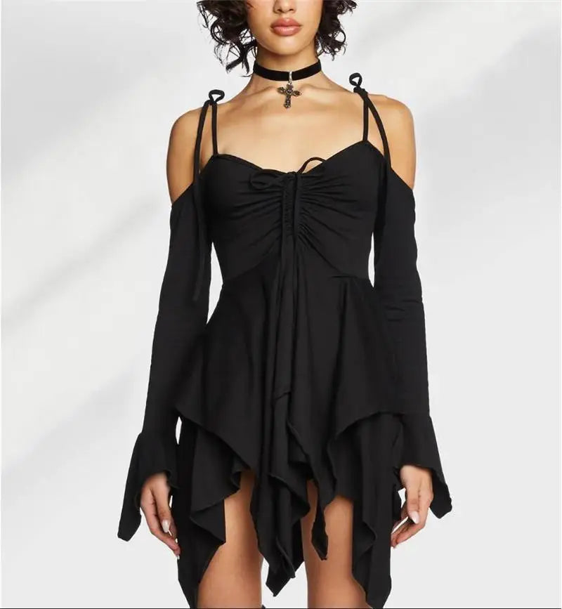 🔥 50% OFF 🖤 Midnight Siren Asymmetry Dress