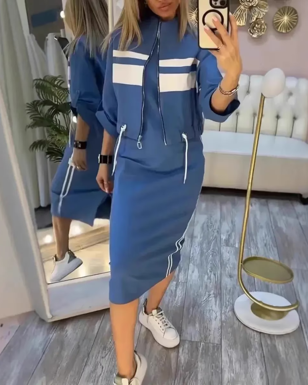 ❄️LAST DAY PROMOTION - 49%OFF 💖 Women's Stand Collar Jacket & Dress Set