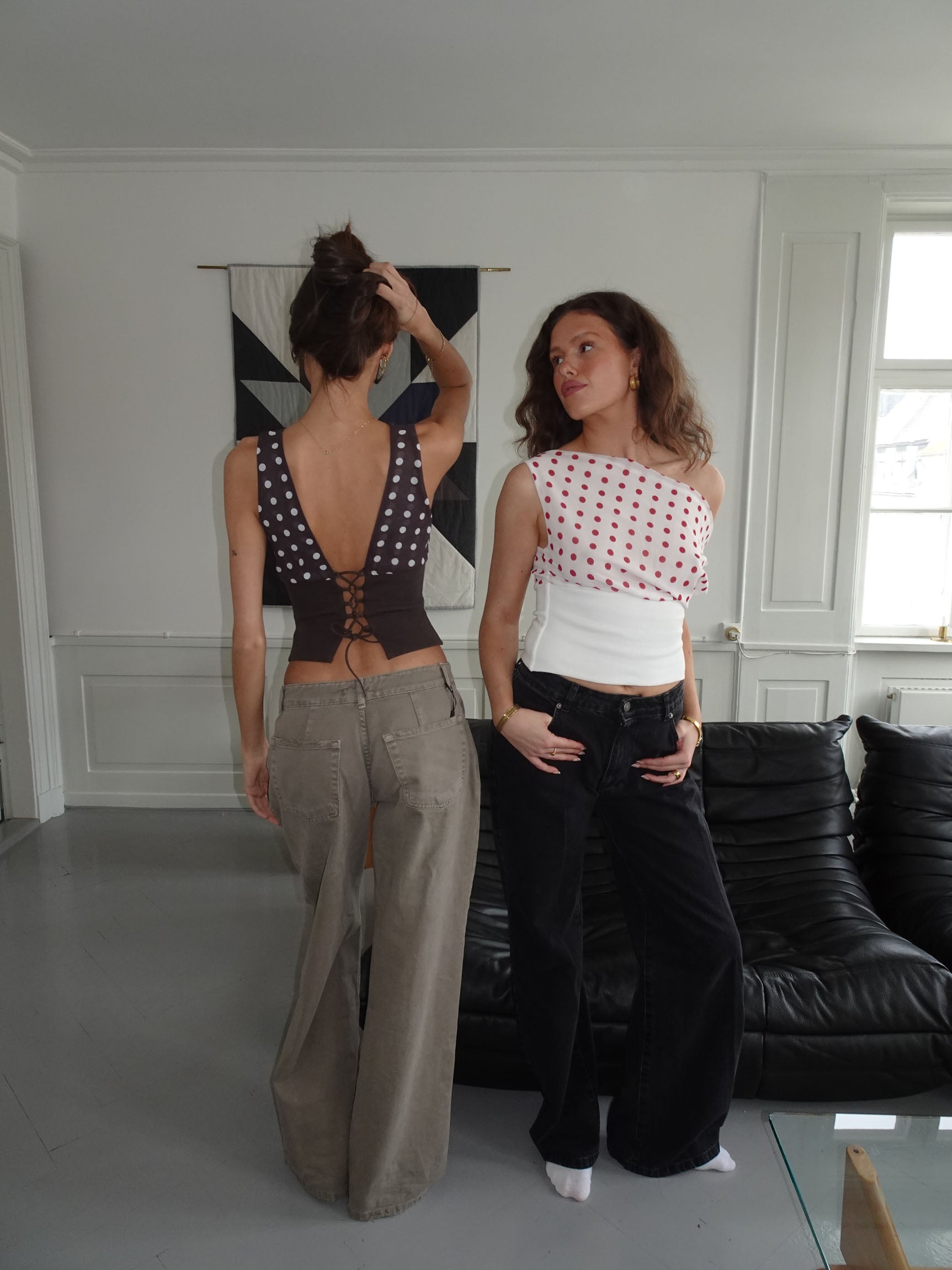 Retro Drape Polka Dot Crop Top
