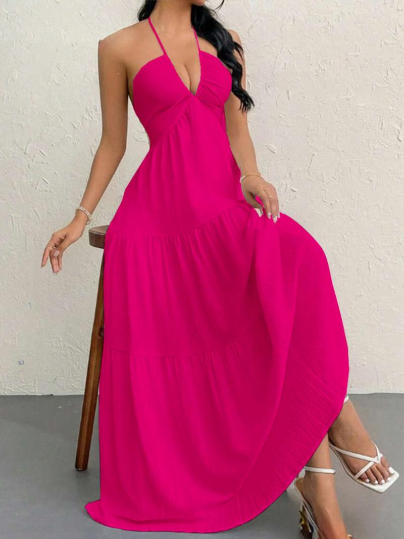 Luna Breeze Maxi Halter Dress | Flowy Tiered Summer Dress
