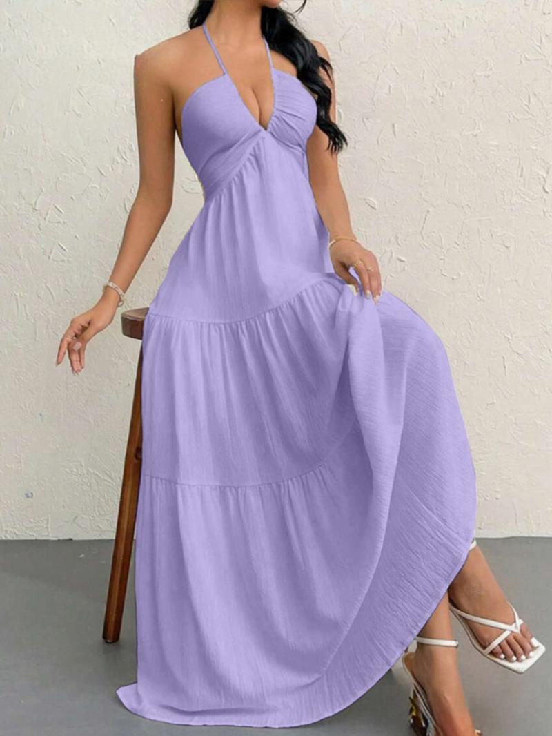 Luna Breeze Maxi Halter Dress | Flowy Tiered Summer Dress