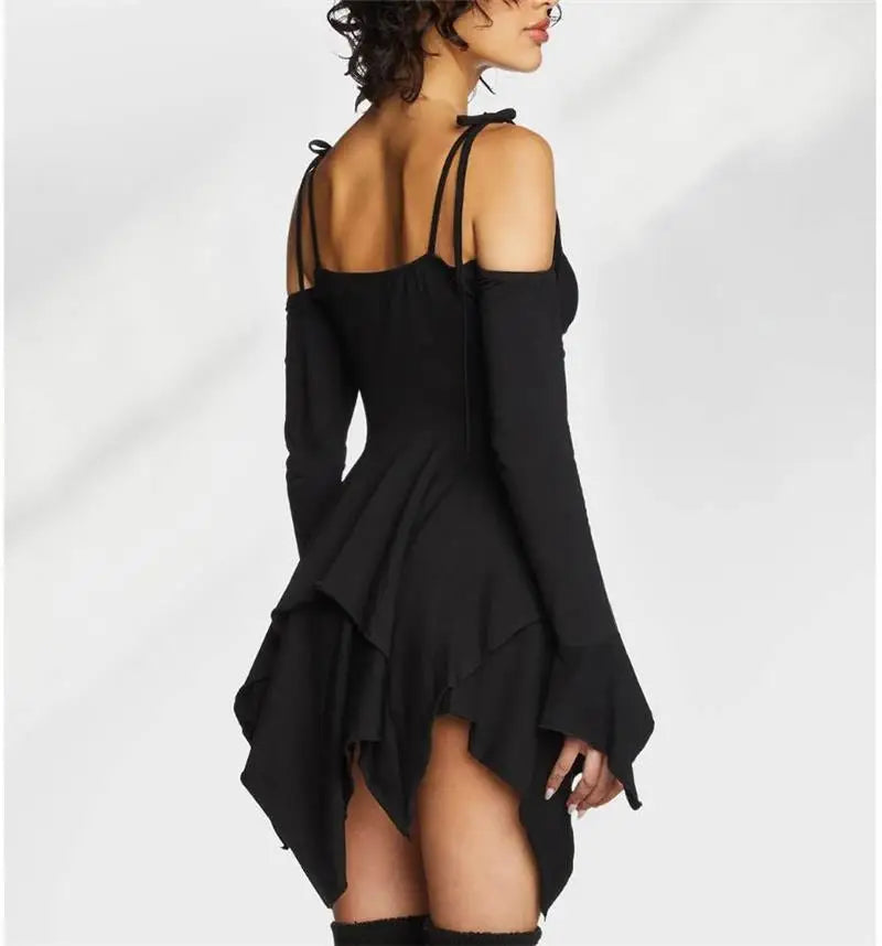 🔥 50% OFF 🖤 Midnight Siren Asymmetry Dress