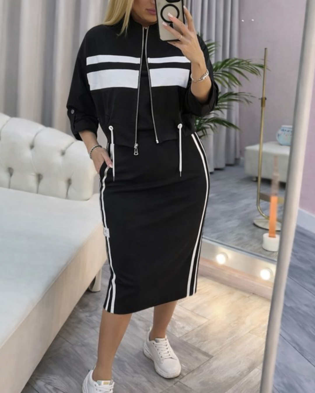 ❄️LAST DAY PROMOTION - 49%OFF 💖 Women's Stand Collar Jacket & Dress Set